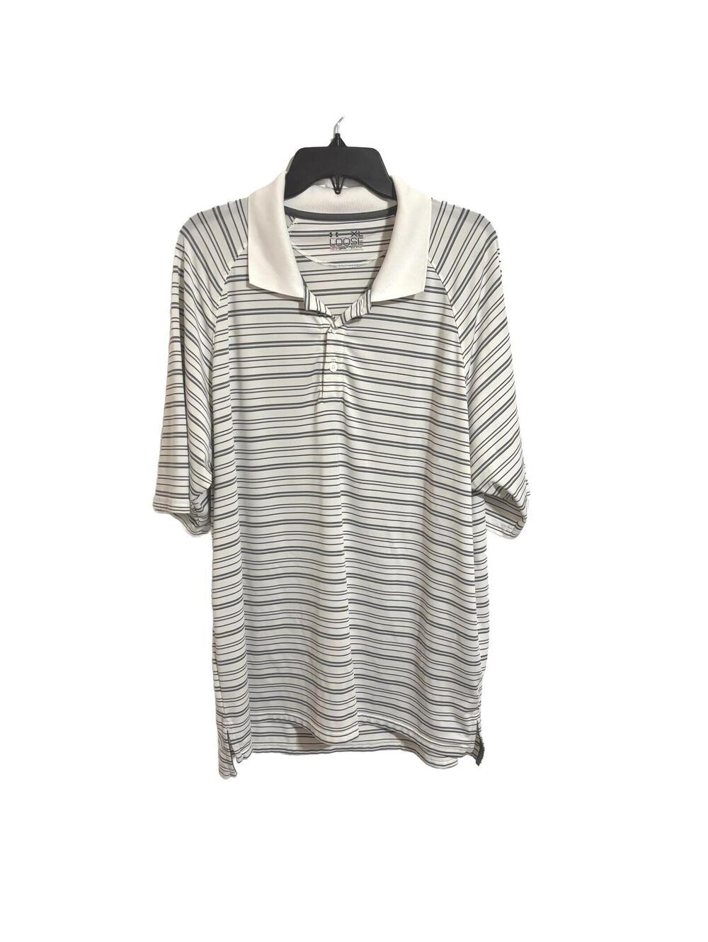 Under Armour Playoff Polo Shirt Mens XL Striped Golf White Gray Dadcore